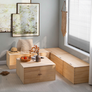 Armoire de plancher en bois massif personnalisée pour la maison rangement en <span class=keywords><strong>baie</strong></span> vitrée avec rebord de fenêtre bas rangement en tatami meubles de balcon - Product Image 6