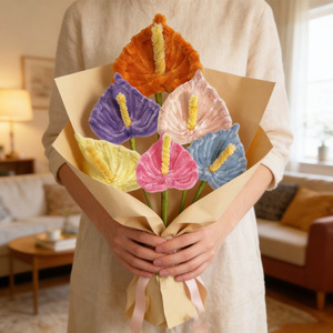 Fiore Artificiale di Anthurium con Filo Intrecciato Fatto a Mano, Stelo Singolo Colorato per Matrimoni e Capodanno - Product Image 1