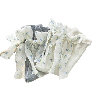 Women's Mid-Calf <b>Socks</b> With Floral Bow Knot Breathable Slouch <b>Socks</b> In Black White Gray Milky White For Youth 18-40 Years Old - Product Image 4