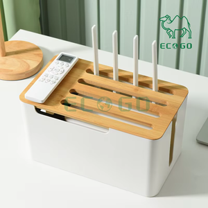 กล่องสายเคเบิลพร้อมฝาไม้ไผ่ที่วางซ็อกเก็ต WiFi กล่องจัดสายกันฝุ่น - Product Image 6
