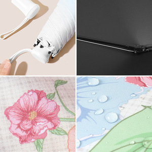 Flower Pattern Five Folding <b>Umbrella</b> 100Cm Alloy Ribs Uv Resistant Sunny And Rainy <b>Umbrella</b> Manual Open Travel Use - Product Image 2