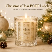 Étiquette autocollante transparente résistante à la cire, personnalisée pour les fêtes de Noël, avec impression dorée à chaud, code-barres, imperméable, pour pot de bougie
