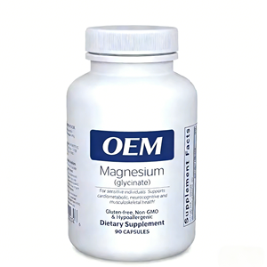 Cápsulas de Glicinato de Magnesio al por Mayor, 120 mg - 90 Cápsulas Veganas, Fórmula Suave, Alivio del Estrés, Relajación Muscular, Alimento Saludable OEM - Product Image 1