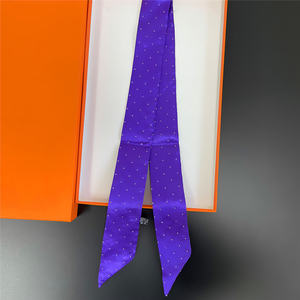 Écharpe étroite en polyester de 90cm de long, bordure blanche fine et rouge solide, accessoire uniforme d'entreprise pour hôtesse de l'air pour femmes - Product Image 6