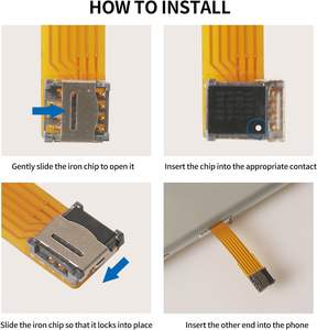 Adaptador y soporte de tarjeta ESIM: ranura de inserción del convertidor de prueba, cable de extensión Nano <span class=keywords><strong>SIM</strong></span> para extender fácilmente las tarjetas en 2 pulgadas (4 piezas) - Product Image 2