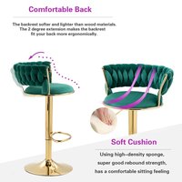 Tabouret de bar en velours tissé de luxe DM Factory, chaise de bar pivotante réglable en hauteur avec base en métal doré et repose-pieds circulaire