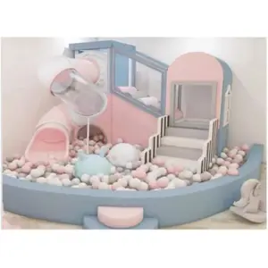 Qiao Qiao daycare lớp học trong Nhà chơi Loft mềm sân chơi Thiết bị trẻ em góc bóng Pit với Slide