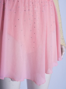 Vestido de patinaje artístico para mujer, cuello simulado, manga de malla, falda de gasa con pedrería, traje de patinaje sobre hielo diagonal, leotardo personalizado - Product Image 5