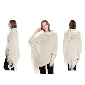 Modieuze Acryl Tassel Knit Met Hoge Kraag Mouwen Warme Trui Sjaals Voor Vrouwen Hijaabs Mantel