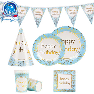 Cook Party Happy Birthday Banner Flags Triangle Shape Luxury Style Birthday Party Decorations - Product Image 5