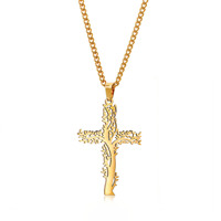YYN Collier Pendentif Croix Arbre de Vie en Diamant Style Européen et Américain, Sportif, pour Hommes et Femmes, à Porter avec une Personnalité Affirmée