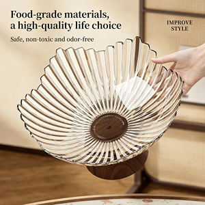 <span class=keywords><strong>Plateau</strong></span> à bonbons moderne sur pieds avec base en <span class=keywords><strong>bois</strong></span> grainé pour <span class=keywords><strong>table</strong></span> basse de salon, <span class=keywords><strong>plateau</strong></span> à collations - Product Image 2