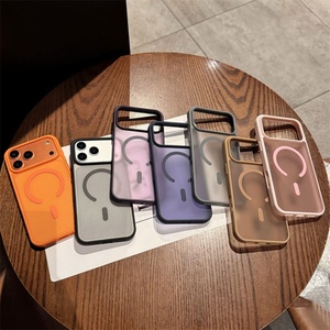เคสโทรศัพท์แบบใสแม่เหล็กดูดติดหรูหราสำหรับ iPhone 17 16 Pro Max 15 14 13 12 Plus, เคส iPhone 17 สีส้มด้าน - Product Image 4
