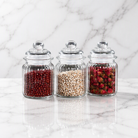 Bocal de rangement vertical en verre côtelé 2026 avec couvercle double en verre et silicone, pour le stockage du thé, du thé aux fleurs, des céréales, des noix et des aliments secs