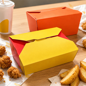 Boîte à emporter en papier pour la restauration rapide, couleur personnalisée, résistante à la graisse, pour les ailes de poulet, les nuggets, les frites et les hamburgers - Product Image 1