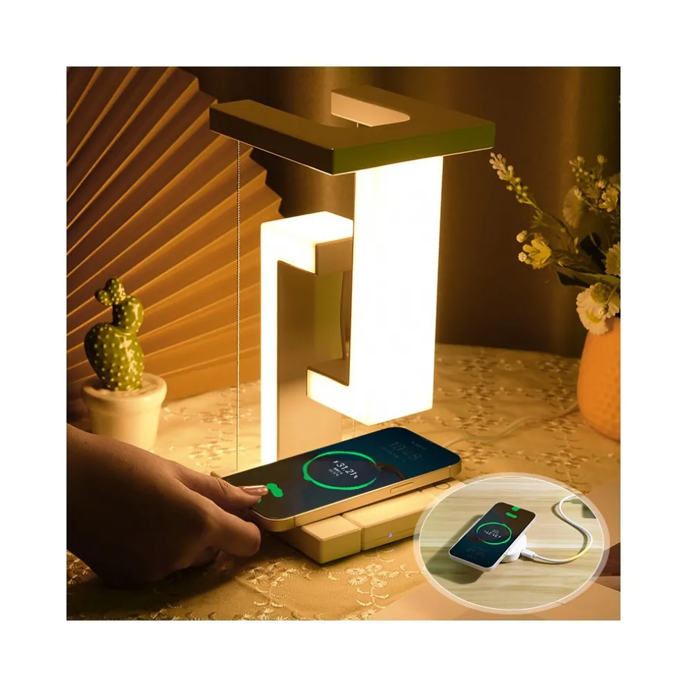 Creative Gift LED Floating Ambient Night Lights 10W Fast Wireless Charging Desk Lamps for Iphone