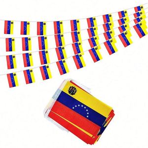Party Events and Grand Opening Sports Celebration Decorative Venezuela Venezuelans <b>Small</b> Banner Mini String Flags Pennant - Product Image 1