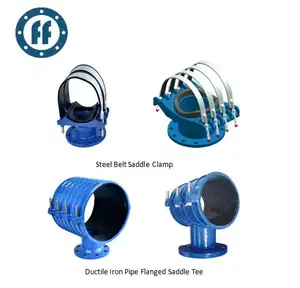 ductile iron pipe flanged saddle tee and steel belt saddle clamp