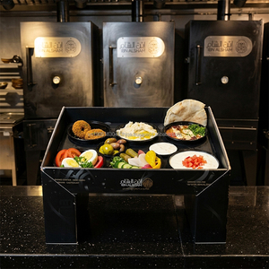 Custom Arabic Ramadan Mezze Compartment Box with Convertible Lid Integrated Pedestal Tabletop Snack Grazing Platter Packaging - Product Image 1