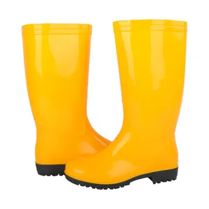 Cheap men's yellow warning boots with a large amount of PVC material rain shoes in stock and shipped directly