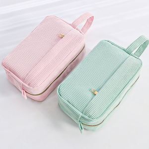 Customizable Corduroy Zipper Portable Fashion Makeup Bag Organizer Women's Travel Shoulder Pencil Bag <b>Cosmetic</b> <b>Storage</b> Clutch - Product Image 6