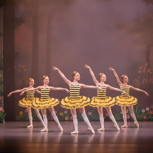Robe tutu de ballet pour enfants à rayures abeille, dentelle noire, volants, jupe en tulle jaune, costume de danse sur le thème des animaux pour filles, scène, Halloween - Product Image 3
