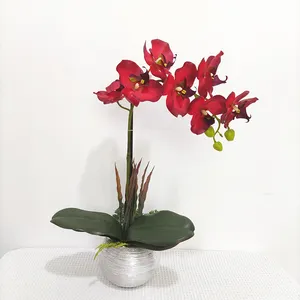 Новейшие Заказные бабочки, орхидеи, искусственные цветы, бонсай, набор растений в горшке, Орхидея Фаленопсис на ощупь