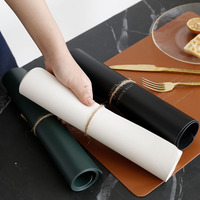 Magnifique set de table rectangulaire en cuir PU, résistant à la chaleur, réutilisable pour mariage, restaurant, salle à manger, école, ordinateur, bar