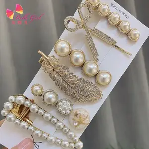 BELLEWORLD Tik Tok aksesuarları taklidi saç tokası bling tüy makas saç tokası s el yapımı inci saç tokası s kızlar için set