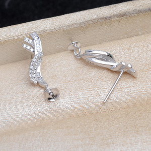 Soporte de Plata 925 para Pendientes, para 10-12 Perlas, Accesorios para Manualidades, JG5867, Chapado en Oro, 3mm, Semi-Acabado - Product Image 4