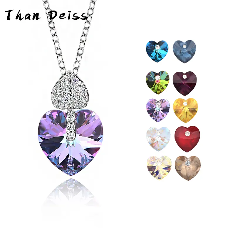 Simple And Versatile Austrian Crystal Pendant Wholesale S925 Sterling Silver Fashion Heart Ladies Collarbone Necklace