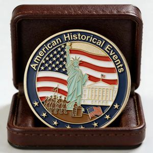 Pièce de collection estampillée en métal plaqué or, commémorative du 250e anniversaire américain, avec la mascotte de la <span class=keywords><strong>Statue</strong></span> de la Liberté, nouvelle collection, vente chaude - Product Image 3