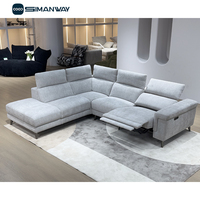 Canapé Sectionnel d'Angle en Forme de L de Gros 4 Places avec Appuie-Tête Électrique Réglable, Recliner Manuel en Tissu et Chargement USB