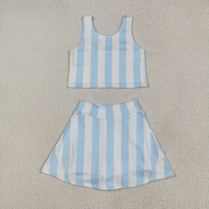 Baby Girls Sleeveless <b>Blue</b> Pink Bows <b>Vest</b> <b>Top</b> Yoga Athletic Skorts Sets - Product Image 6
