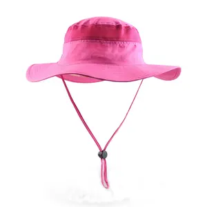 Ucuz katlanabilir kaliteli büyük ağız düz boonie şapka pamuk özel kova şapka ile dize