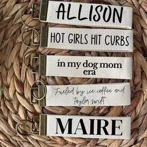 Personalized Canvas Wrist Keychain Lanyard <strong>Unique</strong> Custom Name Leather Keychain <strong>Gift</strong> <strong>for</strong> <strong>Her</strong> - Product Image 1