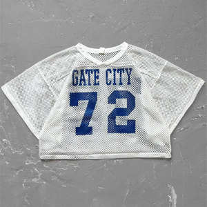 <strong>Custom</strong> Printing logo Men's Polyester Sports V-neck Crop Top Oversized Tshirt Cropped Boxy Mesh Football <strong>Jersey</strong> - Product Image 1