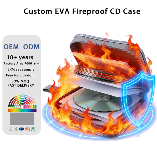 Custom Fireproof Waterproof Shockproof Dustproof Eva CD Case CD Storage Bag Portable Large Card Media Wallet Box Organizer CD