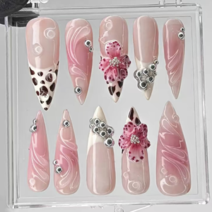 <span class=keywords><strong>Verano</strong></span> nuevo diseño alta calidad hecho a mano prensa Ons <span class=keywords><strong>uñas</strong></span> artificiales largo cuadrado 3D flores prensa en las <span class=keywords><strong>uñas</strong></span> - Product Image 1