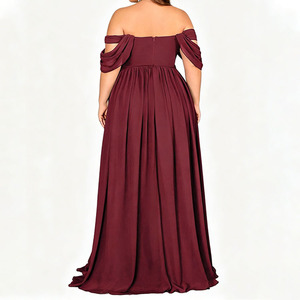 Robes de soirée maxi pour femmes, grandes tailles, printemps, été, automne, couleur vin <span class=keywords><strong>rouge</strong></span>, robes de <span class=keywords><strong>cocktail</strong></span> élégantes, robes de soirée évasées pour femmes - Product Image 3