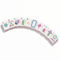 160 Ubin Melamin Set Mahjong Modern Amerika Tema Bunga Pastel 30x22x14mm Peacock Bamboo Joker Pink OEM Custom