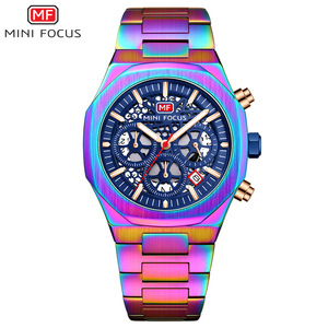 MINI FOCUS Orologio Cronografo al Quarzo da Uomo in Acciaio Inossidabile, Orologio da Polso Sportivo Business con Lancette Luminose Automatico 0411 - Product Image 6