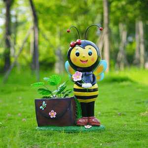 Dessin animé abeille Pot de fleur Sculpture résine extérieur jardin animaux ornements avec décoration fontaine eau pour parc scénique zone - Product Image 5