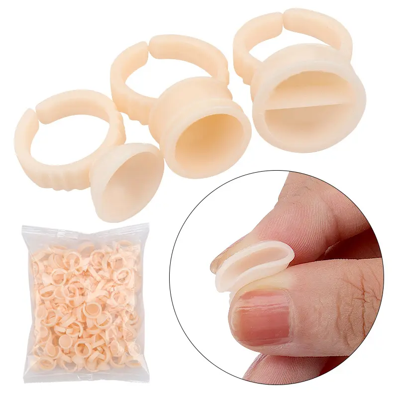 Vente en gros 100 pièces porte-colle à cils en silicone tasses anneaux de colle à cils pour extensions de cils outils de beauté