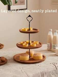 <span class=keywords><strong>Plateau</strong></span> en bois massif créatif pour desserts et fruits, présentoir <span class=keywords><strong>d</strong></span>écoratif avec plateaux <span class=keywords><strong>de</strong></span> rangement multi-niveaux, salon, réception - Product Image 5