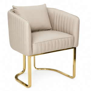 Ensemble de mobilier de salon de manucure et pédicure de luxe, blanc crème, rose blush, or, 3 fauteuils de pédicure, 3 tables de manucure, comptoir de réception - Product Image 5