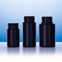 Flacon en plastique noir pour compléments nutritionnels, 0,5 oz, 1 oz, emballage en capsule PE
