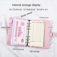 Vente en gros personnalisé A6 Macaron Ensemble carnet Budget Classeur Planificateur Spirale Style PU Couverture en cuir Enveloppes en plastique pour billets de banque Style A5