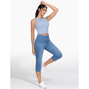 FOXA Jeggings en jean capri pour femme, effet ventre plat, coupe skinny, avec poches - Product Image 3
