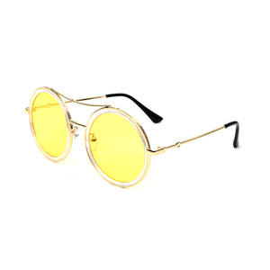 Lunettes de soleil rondes Qianai, monture dorée, verres en acrylique, unisexe, protection UV400, type 3, pare-soleil K4-9108 - Product Image 2